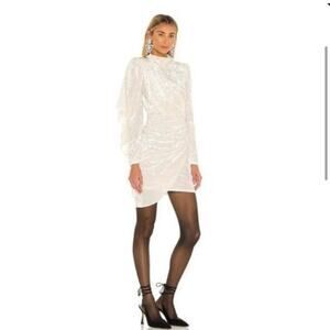 Ronny Kobo White Ivory Crushed‎ Velvet Dress Medium
